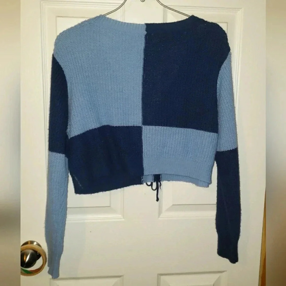 SHEIN| Two-tone Colorblock Faux Tie Front Cardigan - Picture 4 of 4